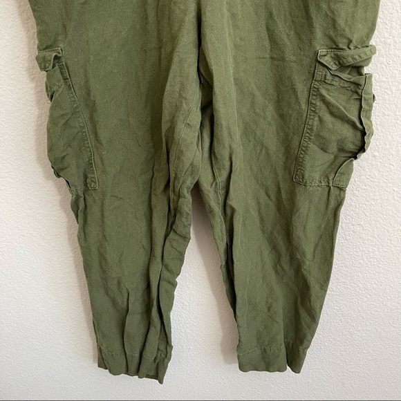 Madewell Tapered Huston Cargo Pull-On Crop Pants Linen Blend Green Medium - Picture 6 of 12